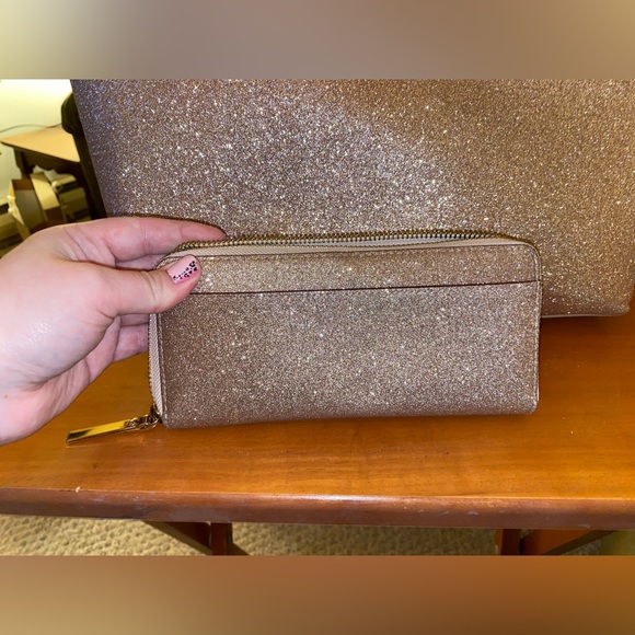 Kate Spade Rose Glitter Tote with Matching Wallet - Picture 6 of 7